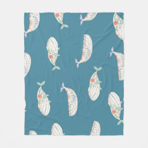 Scandinavische walvis, zee dierpatroon fleece deken