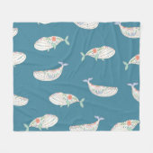 Scandinavische walvis, zee dierpatroon fleece deken (Voorkant (Horizontaal))