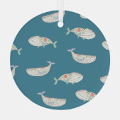 Scandinavische walvis, zee dierpatroon glas ornament (Achterkant)