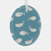 Scandinavische walvis, zee dierpatroon glas ornament (Voorkant Rechts)