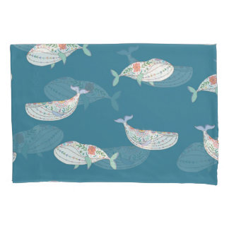 Scandinavische walvis, zee dierpatroon kussensloop