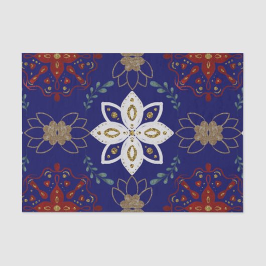 Scandinavische Waterverf van Floral Design Folk Tissuepapier (Voorkant)