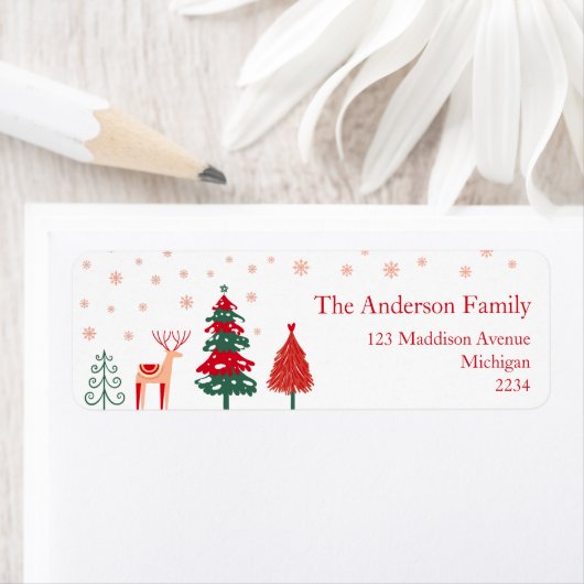 Scandinavische winter landschap feestelijke kerst etiket (Insitu)