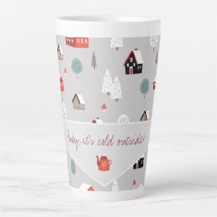 Scandinavische winterpatroon typografie latte mok