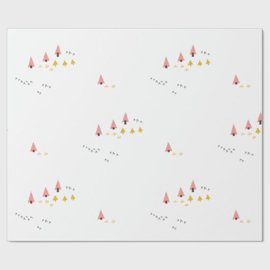 Scandinavische winterpine-kerstcadeautjes cadeaupapier (Vlak)