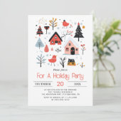 Scandinavische winterse kerstvakantie kaart (Staand voorkant)