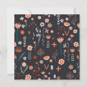 Scandinavische zomerbloemen donker sparen datum kaart (Achterkant)