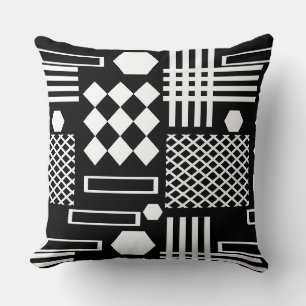 Scandinavische zwart-witte geometrische vormen kussen