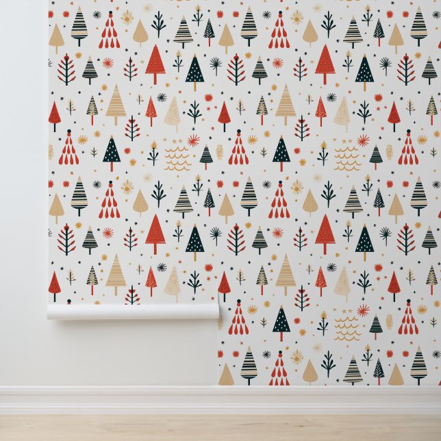 Scandinavische Zweedse kerstbomen Behang (Applicatie)