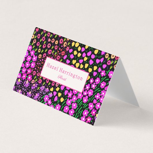 Scannable Carte de visite plié de code QR floral (Devant)