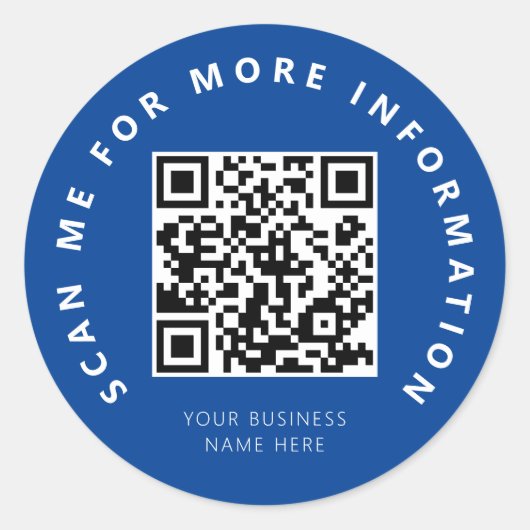 Scannable me Blue QR Code Ronde Sticker (Voorkant)