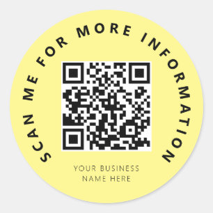 Scannable me Yellow QR-code Ronde Sticker