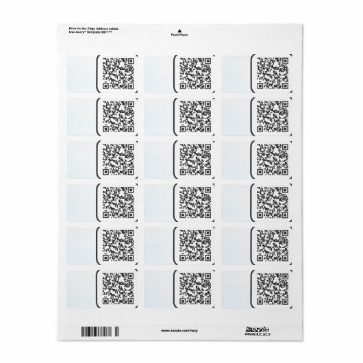 Scannable QR Bar Code Etiket (Full Sheet)