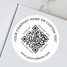 Scannable QR Code Bedrijf Modern White Ronde Sticker