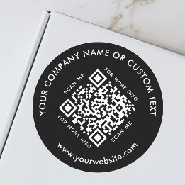 Scannable QR Code Bedrijf Modern Zwart Ronde Sticker