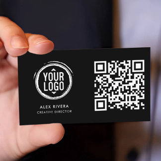 Scannable QR Code Contact Kaart - Zwart & Wit Visitekaartje