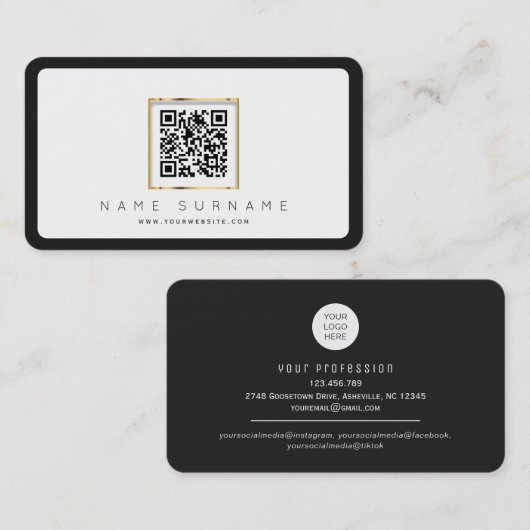 Scannable QR code professional of personal or Visitekaartje (Voorkant / Achterkant)