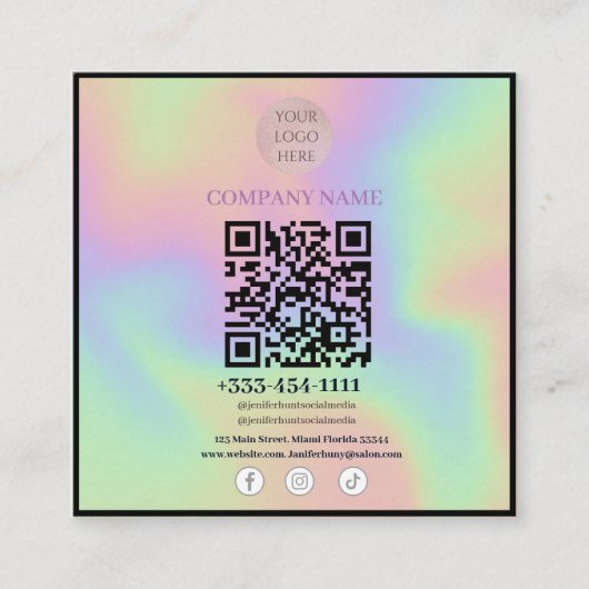Scannable QR-code Social Media visitekaartjes (Voorkant)