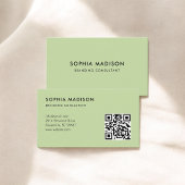 Scannbare QR-code minimalistisch groen Visitekaartje