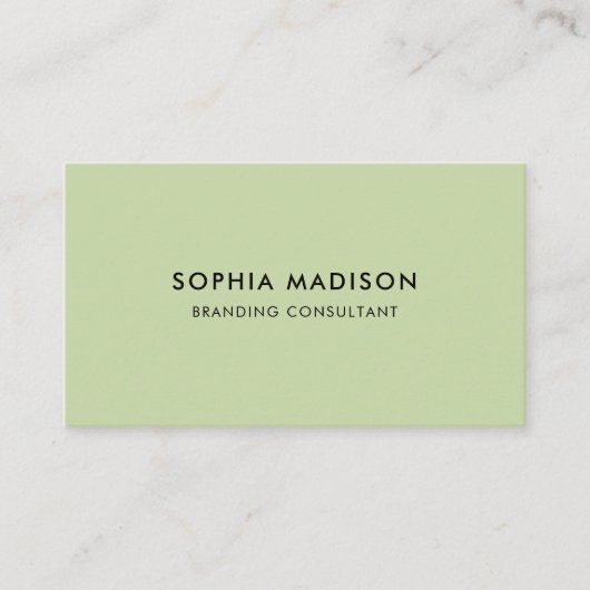 Scannbare QR-code minimalistisch groen Visitekaartje (Voorkant)