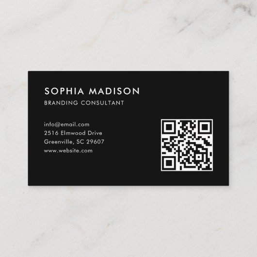 Scannbare QR-code minimalistisch zwart Visitekaartje (Achterkant)