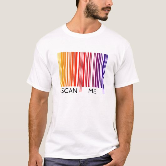 Scannen me kleurige streepjescode t-shirt (Voorkant)