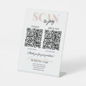 Scannen naar betalen QR-code Roze Script Mobiele b Reclamebord Met Voetstuk (Voorkant)