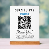 Scannen naar betalen Venmo QR Code Wit Acryl Bord (Neutraal)
