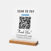 Scannen naar betalen Venmo QR Code Wit Acryl Bord (Hoek)
