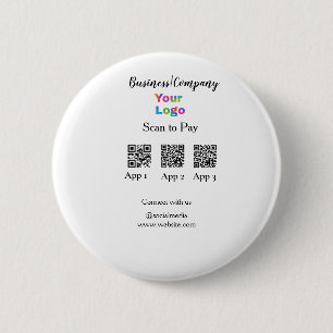 Scannen naar betalen zakelijke logo Q R-code socia Ronde Button 5,7 Cm