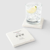 Scannen naar betalen zakelijke logo Q R-code socia Stenen Onderzetter (Zijkant)