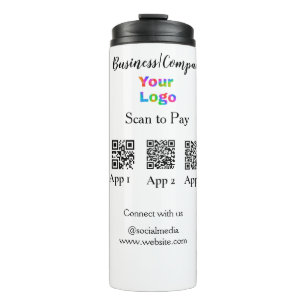 Scannen naar betalen zakelijke logo Q R-code socia Thermosbeker