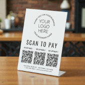 Scannen naar betaling 3 QR-codes Business Logo Reclamebord Met Voetstuk