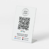 Scannen naar Google Pay QR-code Reclamebord Met Voetstuk (Voorkant)
