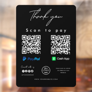Scannen naar Logo Pay Pay Pay PayPal App QR-code B Raamsticker