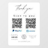 Scannen naar Logo PayPal Venmo QR-code Bedankt Raamsticker (Vel)
