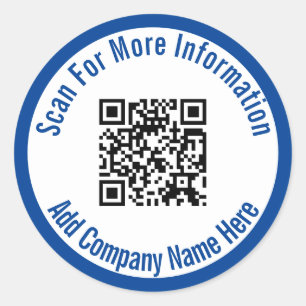 Scannen naar meer informatie QR-code Blauw en wit Ronde Sticker