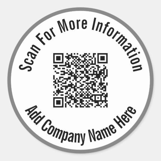 Scannen naar meer informatie QR-code grijs en wit Ronde Sticker (Voorkant)