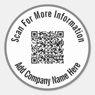Scannen naar meer informatie QR-code grijs en wit Ronde Sticker