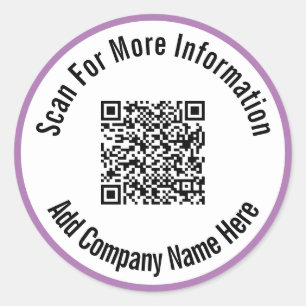 Scannen naar meer informatie QR Code Lavender Bord Ronde Sticker
