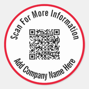 Scannen naar meer informatie Rood wit QR-code Ronde Sticker