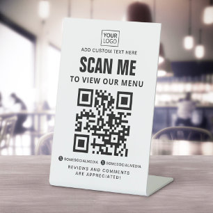 Scannen naar menu uitzicht aangepaste logo QR-code Reclamebord Met Voetstuk