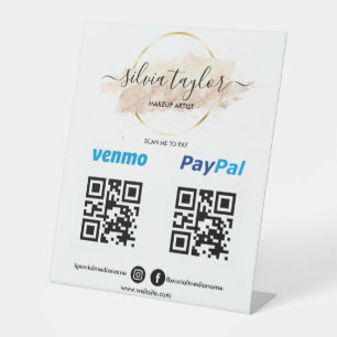 Scannen naar PayPal PayPal QR-code Cashapp Blush Reclamebord Met Voetstuk
