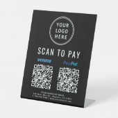 Scannen naar PayPal PayPal QR-codes zwart Reclamebord Met Voetstuk (Voorkant)