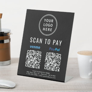 Scannen naar PayPal PayPal QR-codes zwart Reclamebord Met Voetstuk