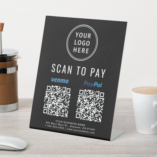 Scannen naar PayPal PayPal QR-codes zwart Reclamebord Met Voetstuk (Insitu)