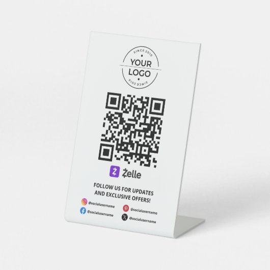 Scannen naar PayPal QR-code Reclamebord Met Voetstuk (Voorkant)