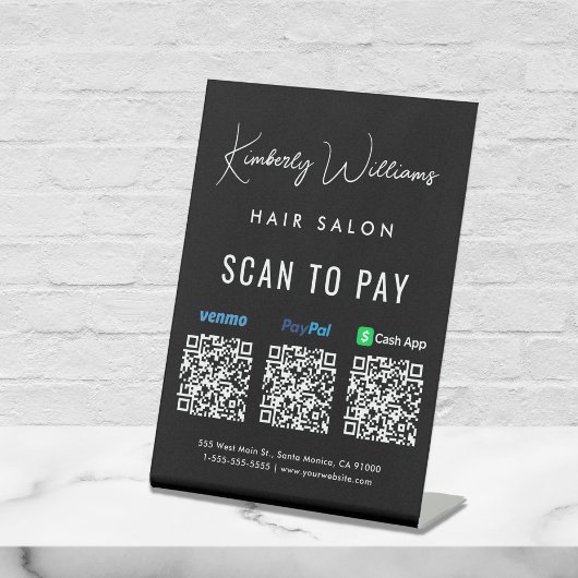 Scannen naar PayPal Venmo CashApp QR Code Business Reclamebord Met Voetstuk