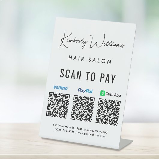 Scannen naar PayPal Venmo CashApp QR Code Business Reclamebord Met Voetstuk
