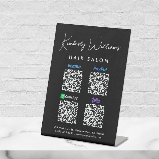 Scannen naar PayPal Venmo CashApp Zelle QR-code Reclamebord Met Voetstuk